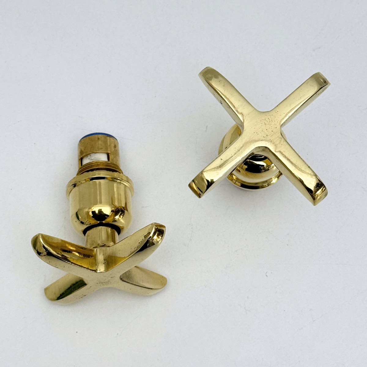 Unlacquered Brass Cross Handles with Cartridge, Solid Brass Cross Handles for Brass Fixtures - image 5