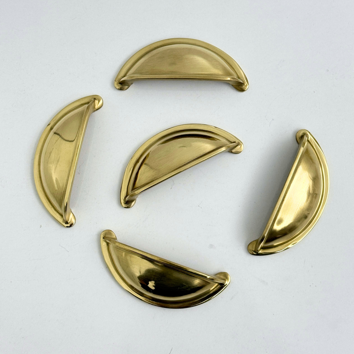 Unlacquered Brass Cup Pull Handles, Solid Brass Kitchen Bin Pull - image 5