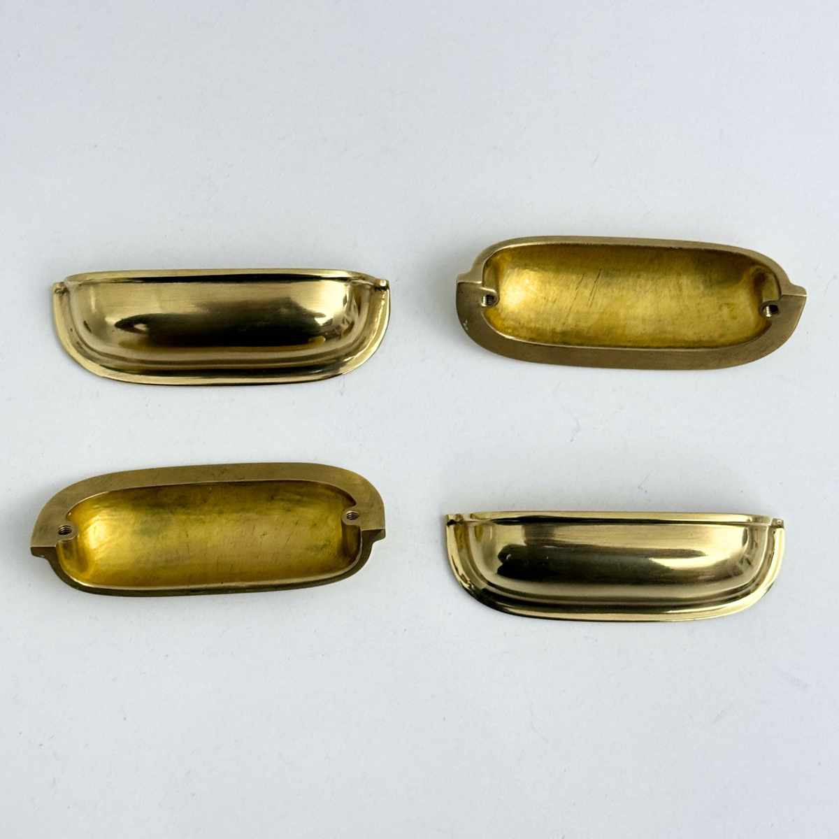 Unlacquered Brass Cup Pull Handles, Solid Brass Kitchen Bin Pull - image 5