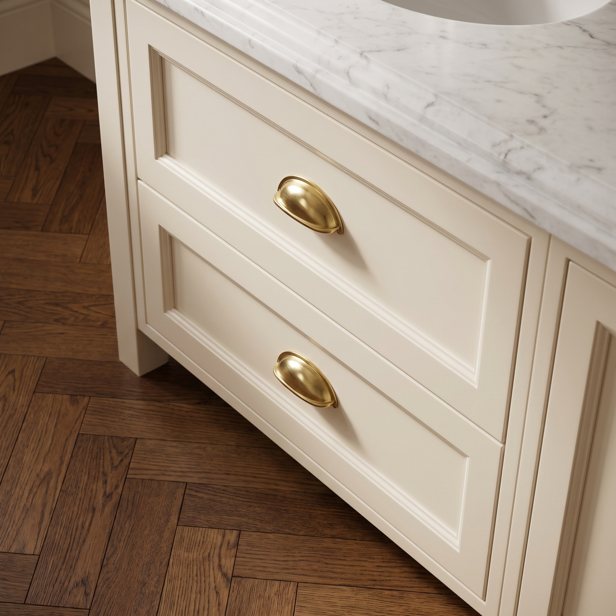 Unlacquered Brass Cup Pull Handles, Solid Brass Kitchen Bin Pull - image 1