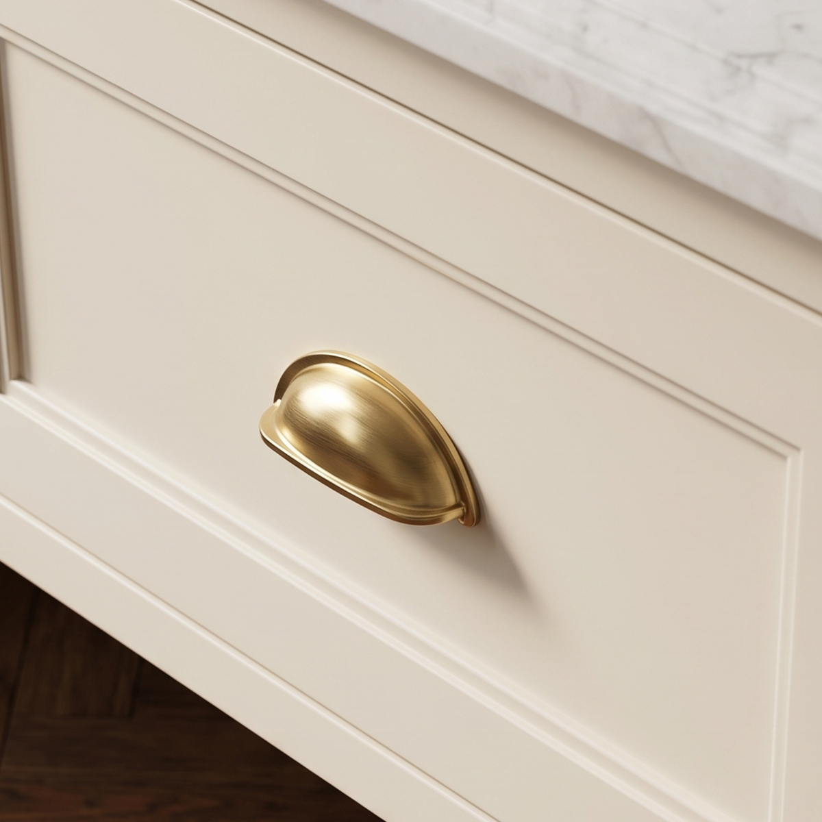 Unlacquered Brass Cup Pull Handles, Solid Brass Kitchen Bin Pull - image 2