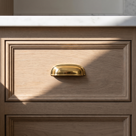 Unlacquered Brass Cup Pull Handles, Solid Brass Kitchen Bin Pull - image 1