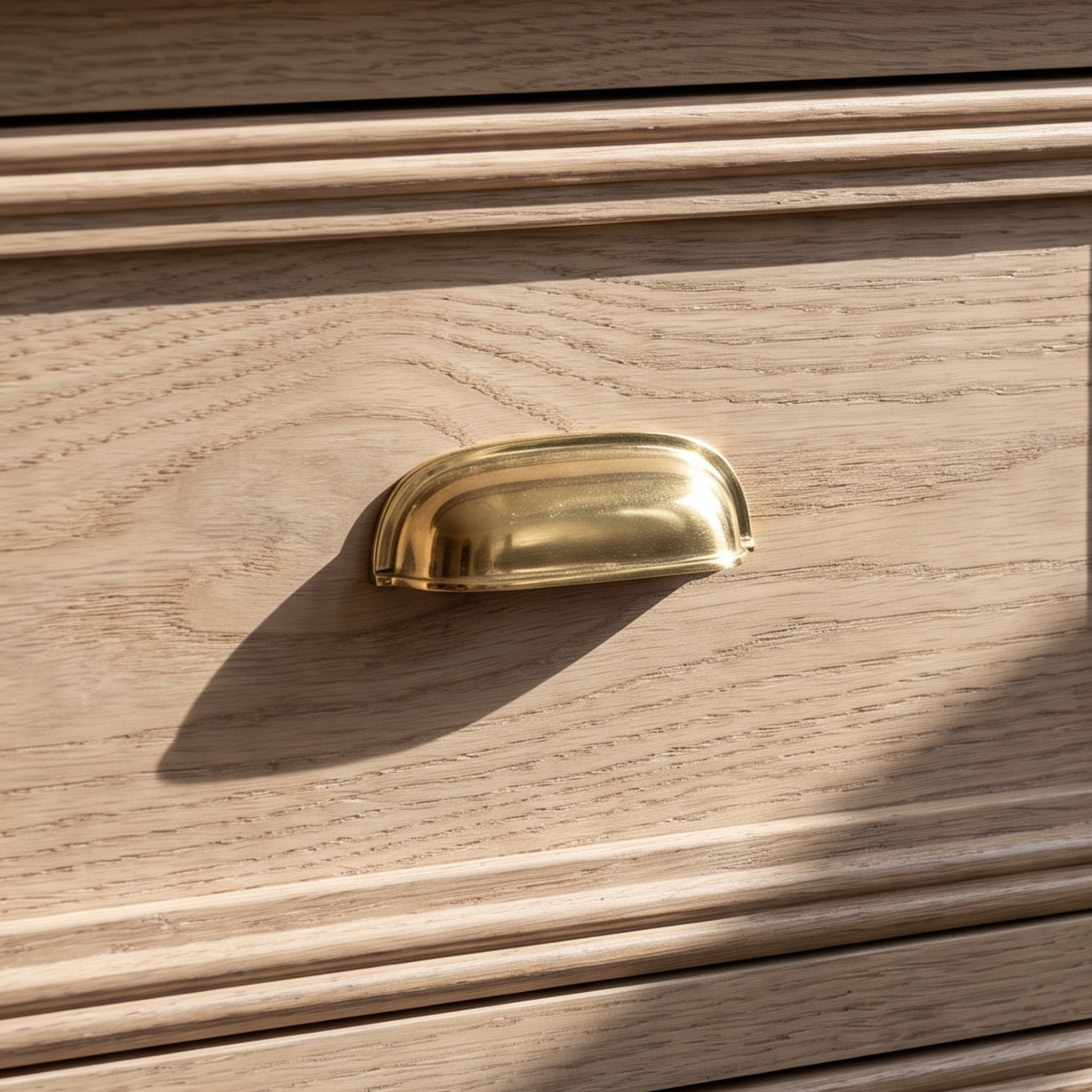 Unlacquered Brass Cup Pull Handles, Solid Brass Kitchen Bin Pull - image 2
