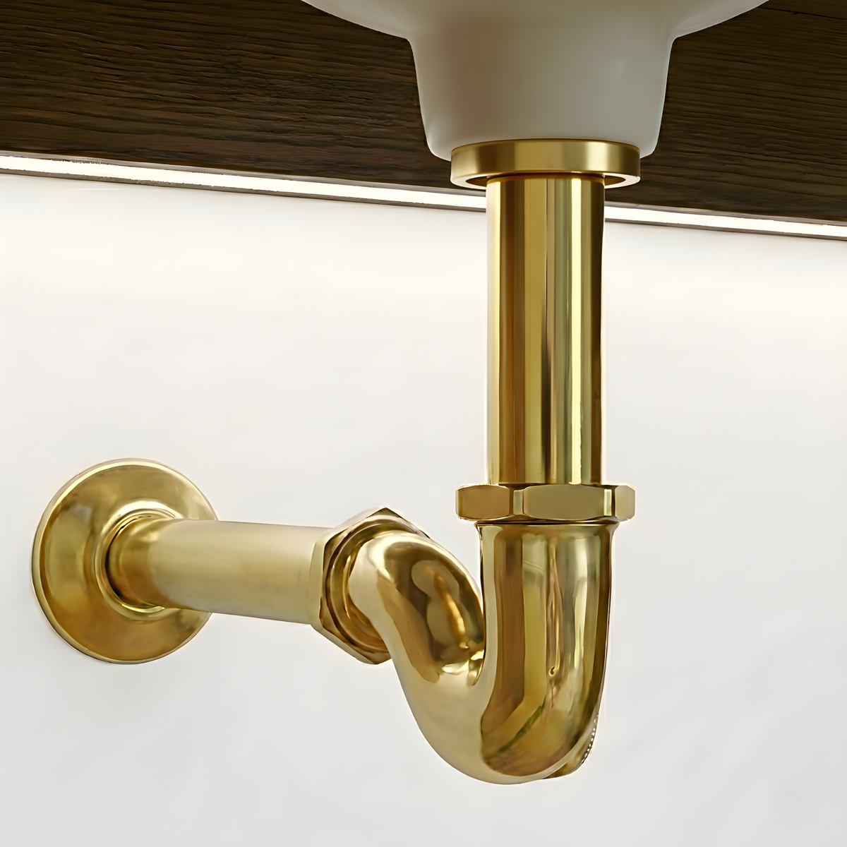 Unlacquered Brass P-Trap Drain Pipe - image 1