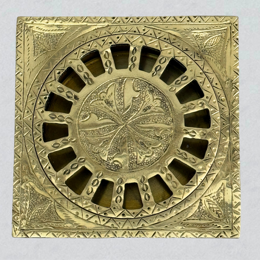 Unlacquered Brass Engraved Shower Drain with Removable Cover, Solid Brass Square Shower Drain - image 1