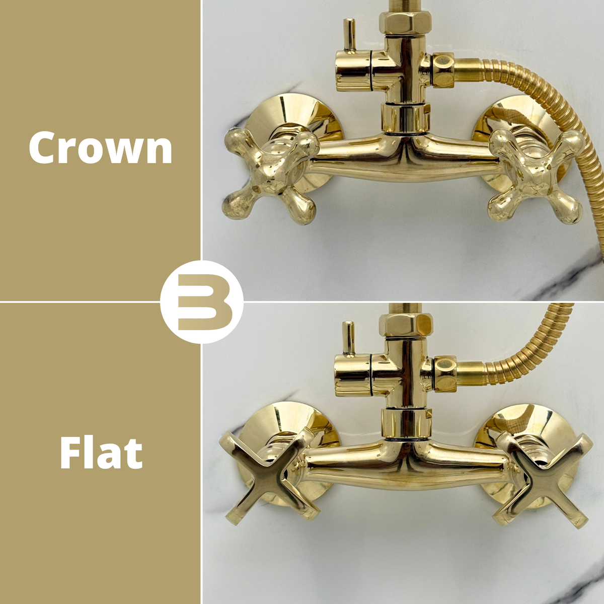 Unlacquered Brass Exposed Shower System with Flat Rainfall Head & Handheld