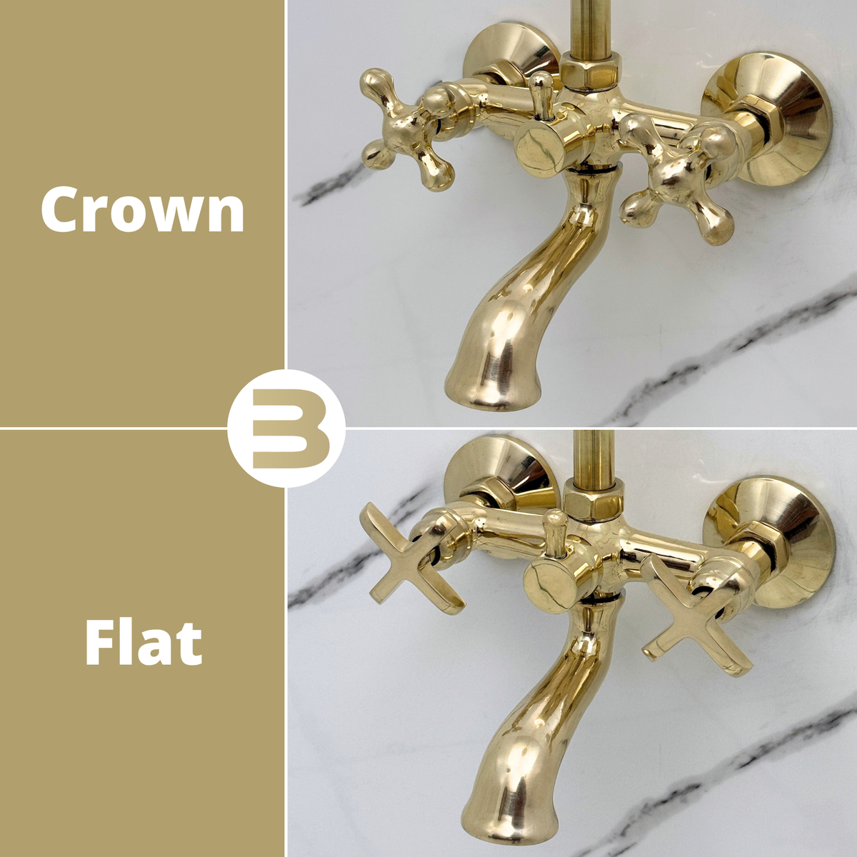 Unlacquered Brass Exposed Shower System with Rainfall Head & Tub Filler
