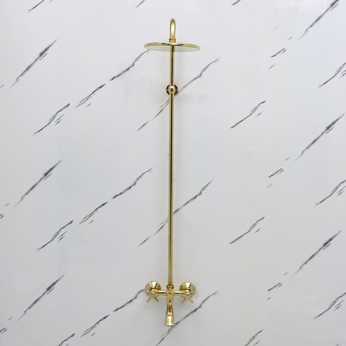 Unlacquered Brass Exposed Shower System with Rainfall Head & Tub Filler