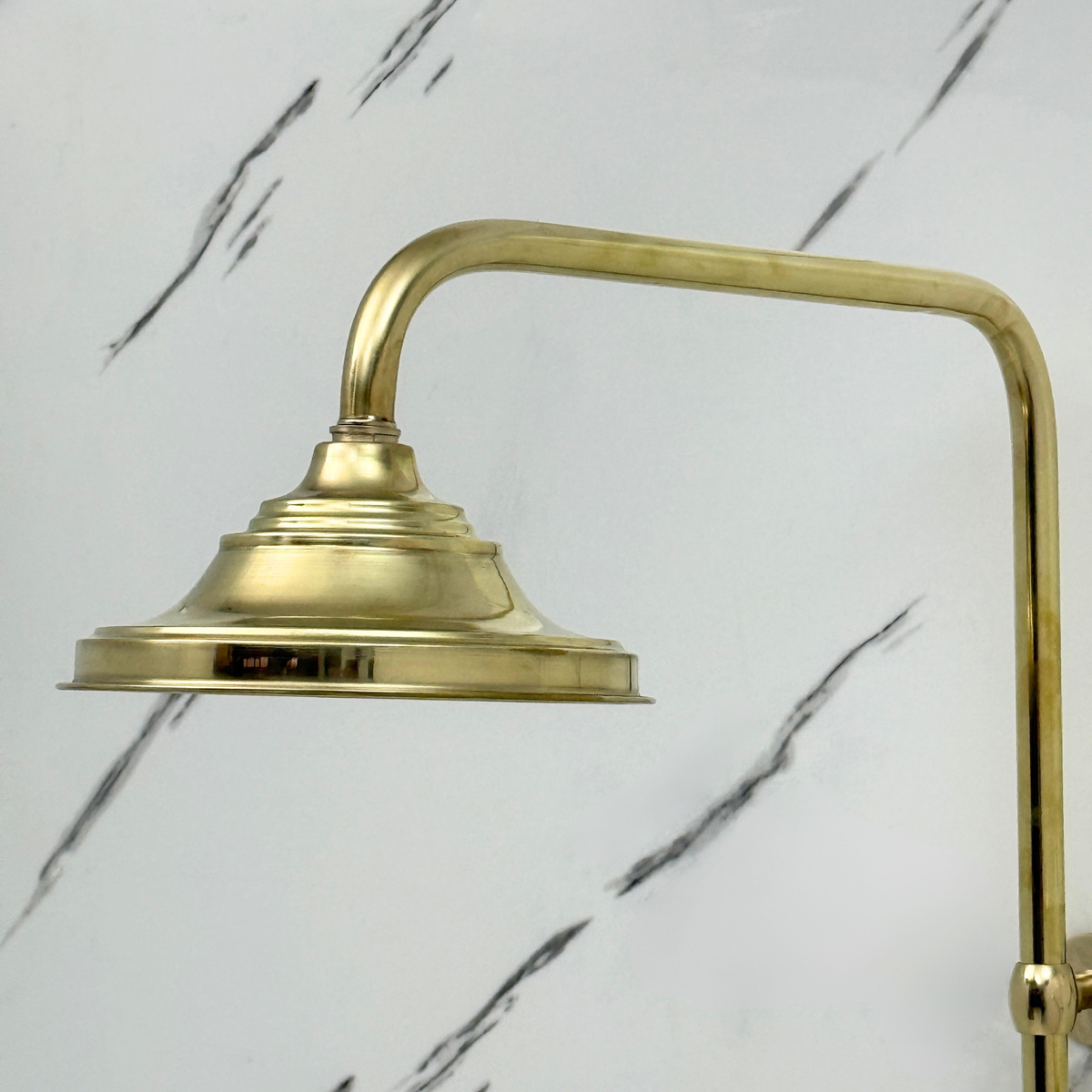 Unlacquered Brass Exposed Shower System with Rainfall Head, Handheld Shower & Tub Filler