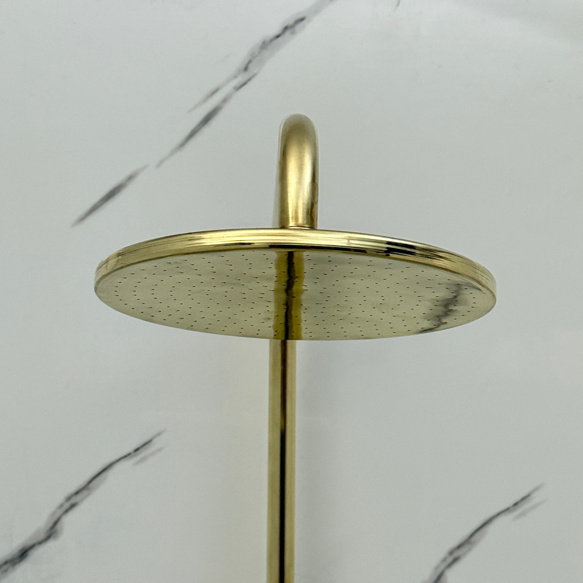 Unlacquered Brass Exposed Shower System with Rainfall Head, Handheld Shower & Tub Filler
