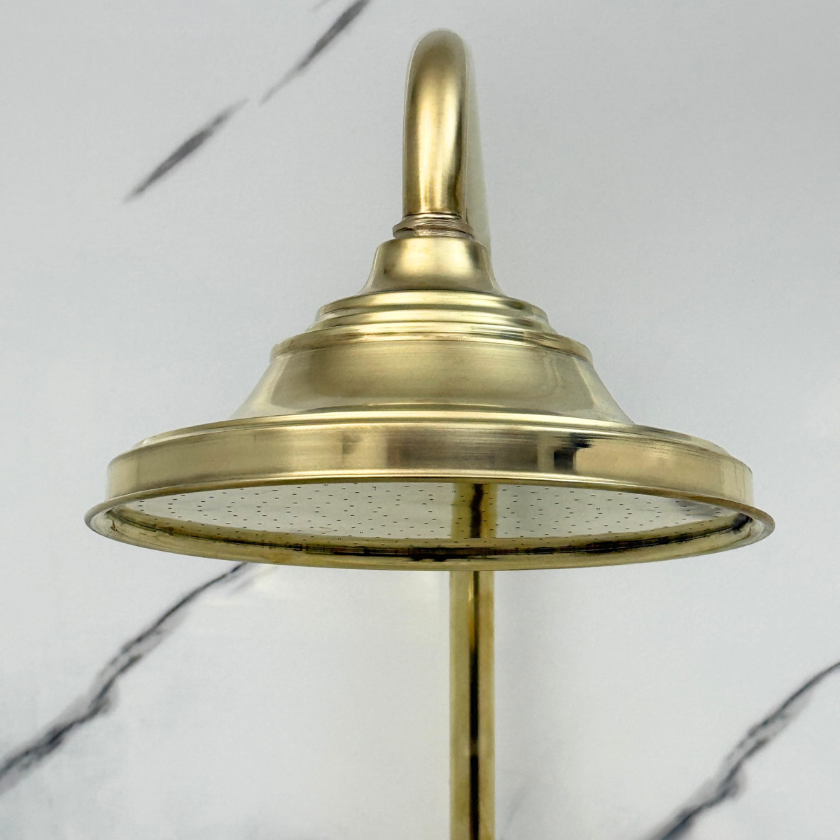 Unlacquered Brass Exposed Shower System with Rainfall Head, Handheld Shower & Tub Filler