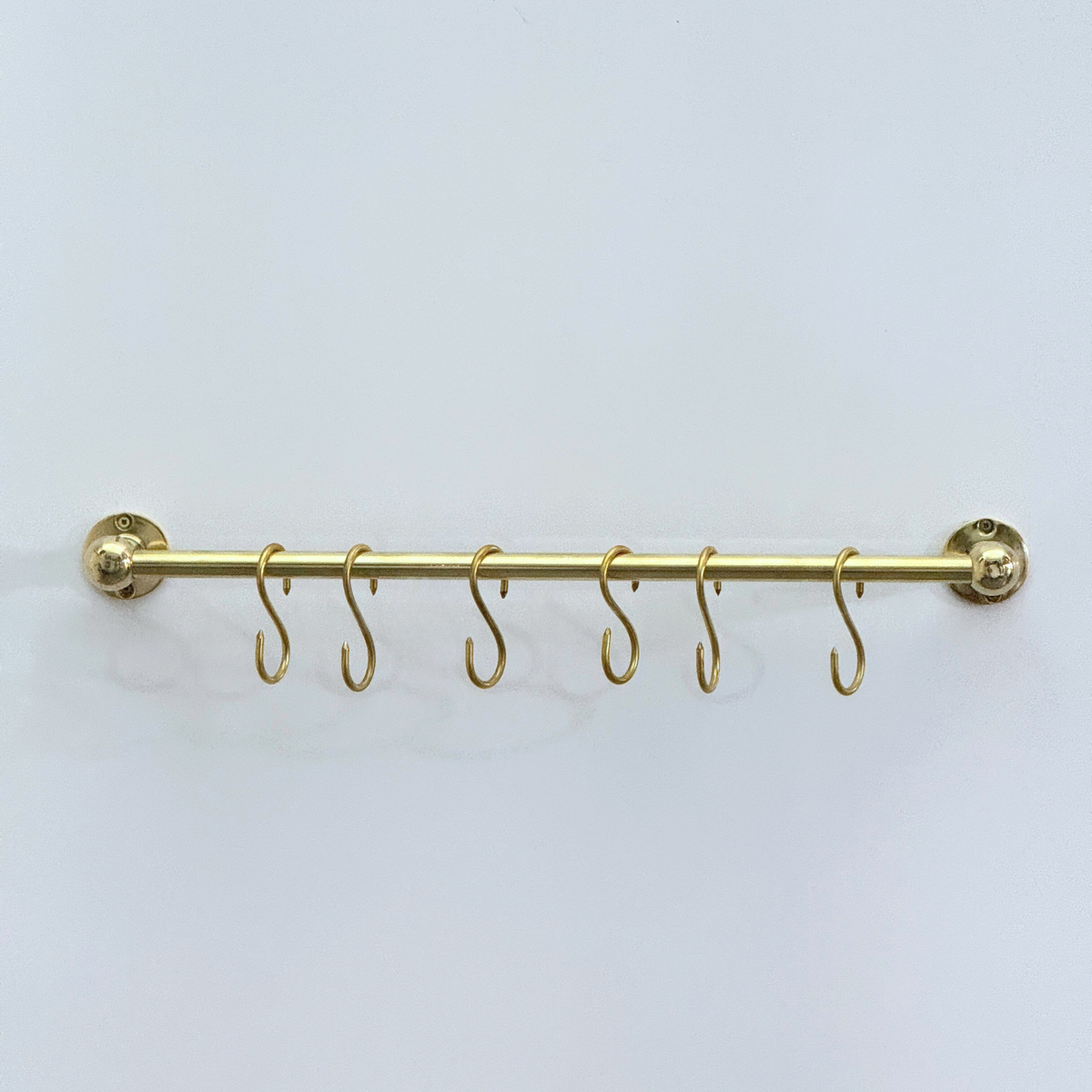 Unlacquered Brass Hanging Pot Rack, Kitchen Hook Rail, Wall Mount Rail with hooks - image 7