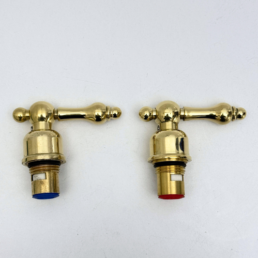 Unlacquered Brass Lever Handles with Cartridge, Solid Brass Lever Handles for Brass Fixtures - image 1