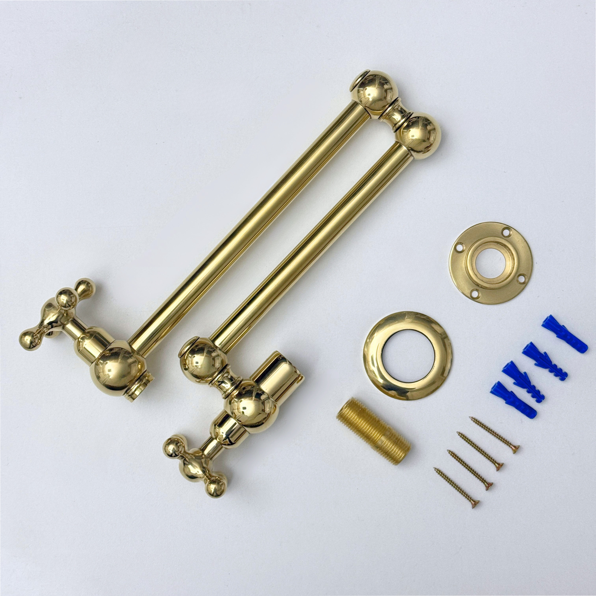 Unlacquered Brass Wall-Mount Pot Filler with Cross Handles – alternate view 13