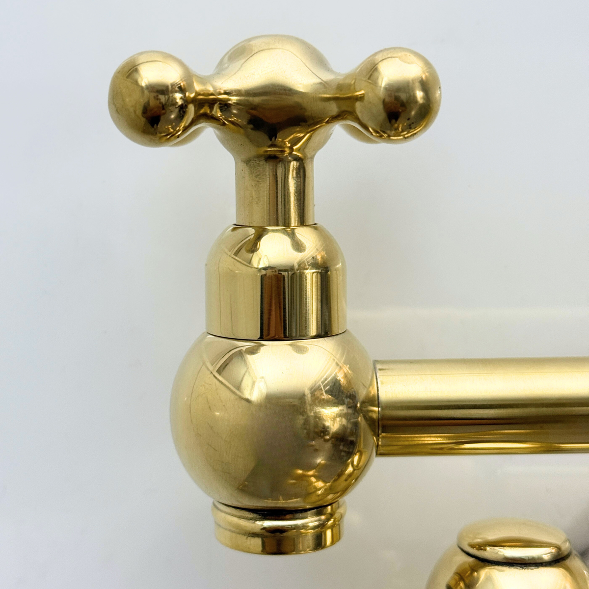 Unlacquered Brass Wall-Mount Pot Filler with Cross Handles – alternate view 7