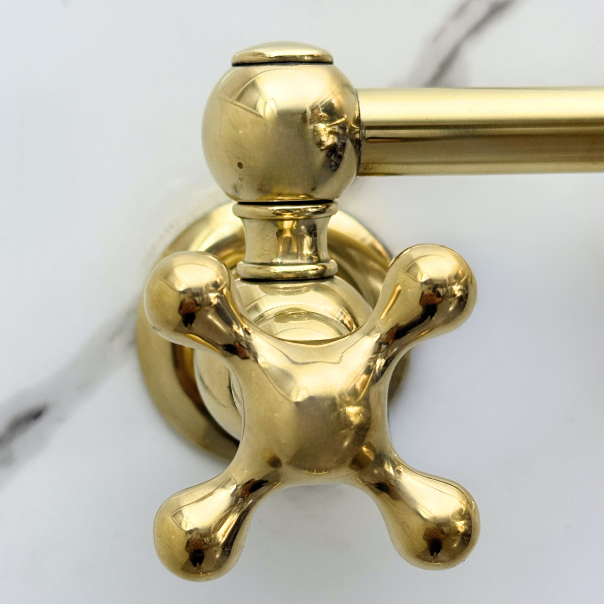 Unlacquered Brass Wall-Mount Pot Filler with Cross Handles – alternate view 8