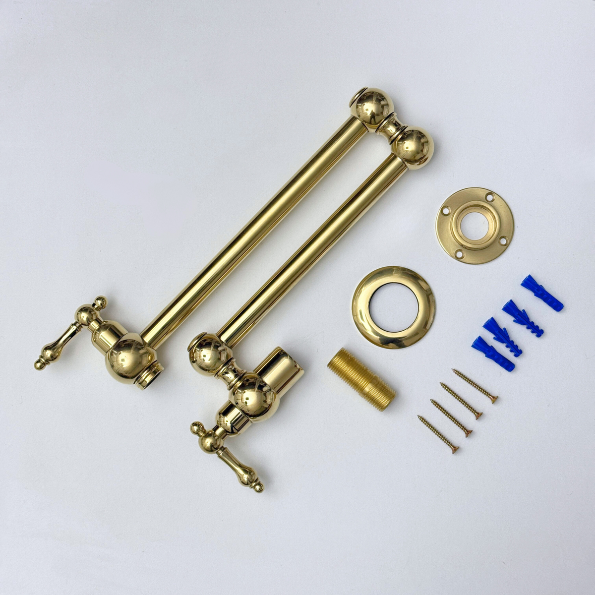 Unlacquered Brass Wall-Mount Pot Filler with Lever Handles – alternate view 12