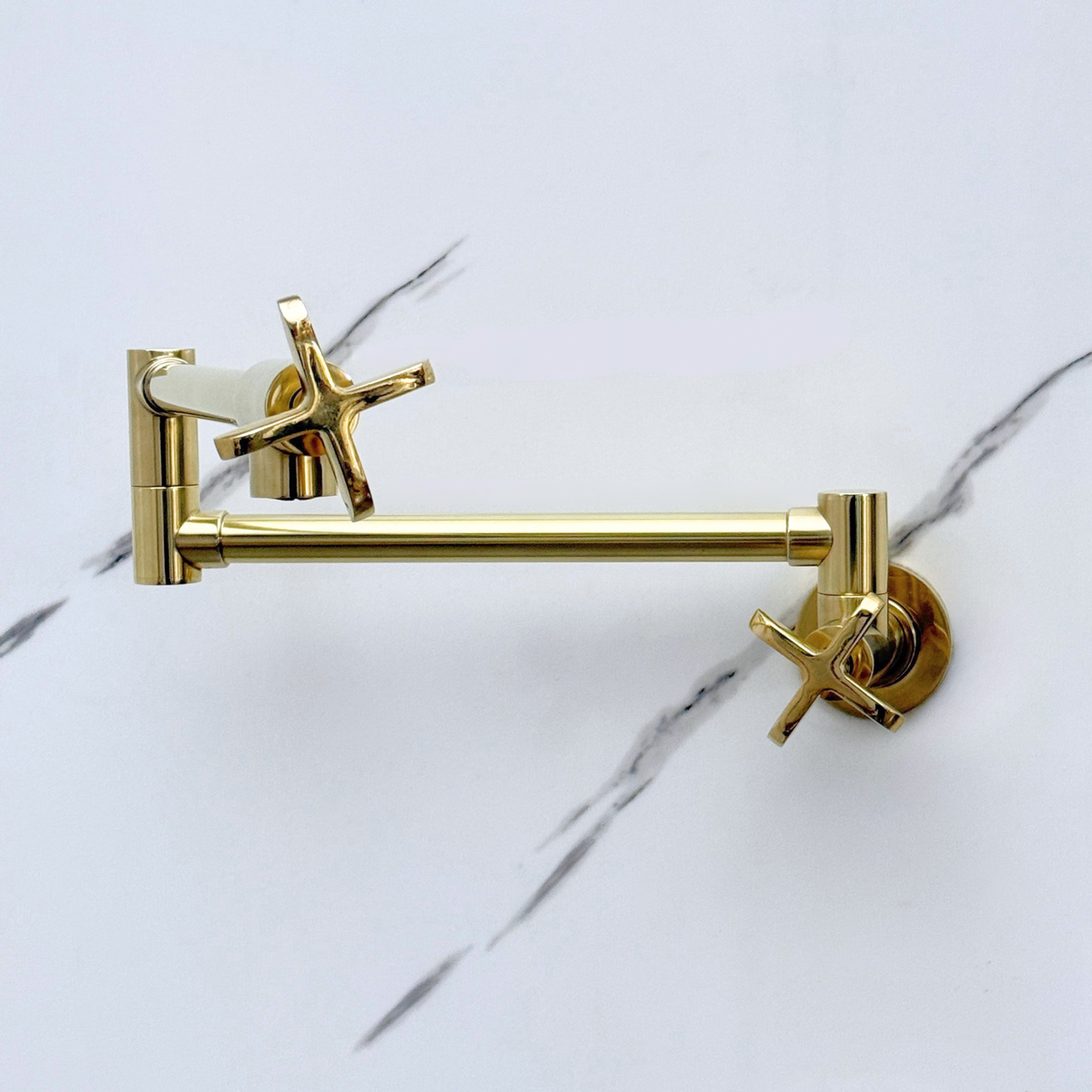 Unlacquered Brass Swing-Arm Pot Filler with Cross Handles – alternate view 10