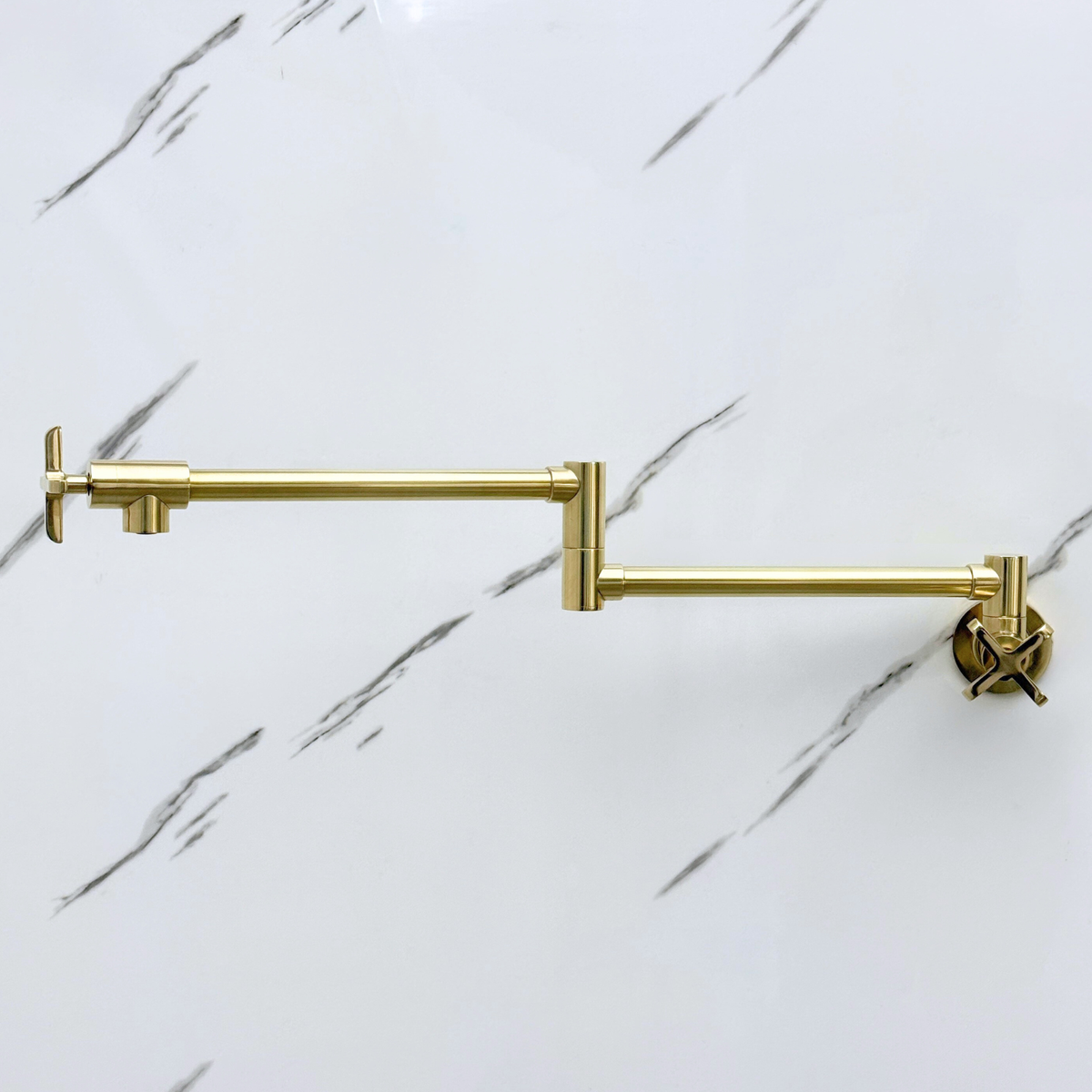 Unlacquered Brass Swing-Arm Pot Filler with Cross Handles – alternate view 11