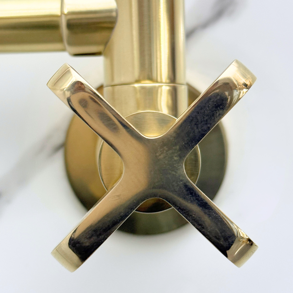 Unlacquered Brass Swing-Arm Pot Filler with Cross Handles – alternate view 13