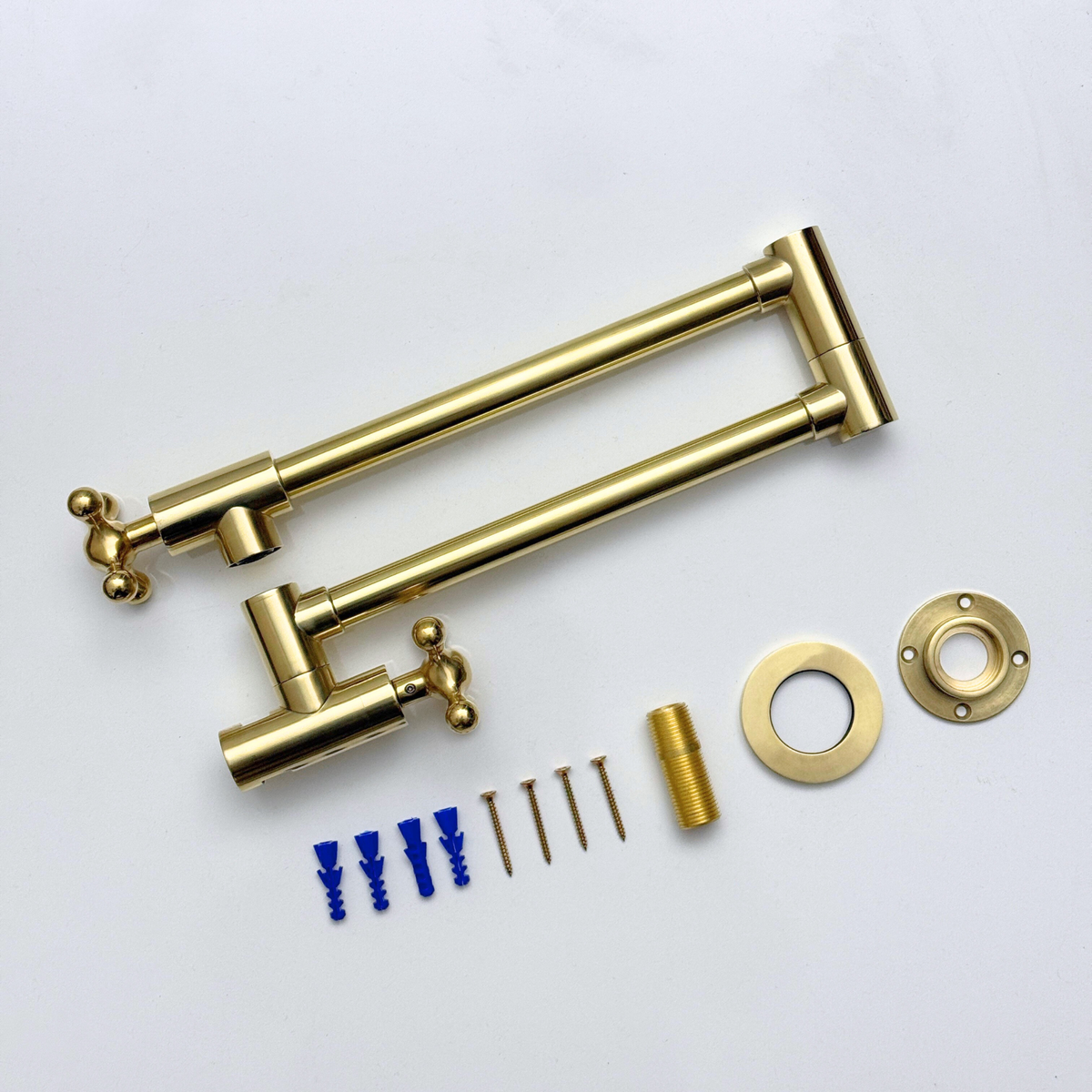 Unlacquered Brass Swing-Arm Pot Filler with Cross Handles – alternate view 14