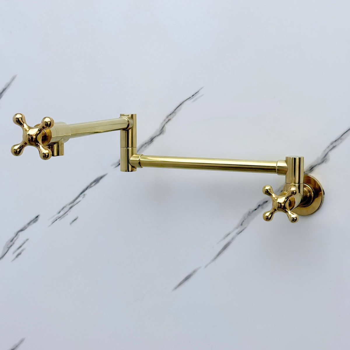 Unlacquered Brass Swing-Arm Pot Filler with Cross Handles – alternate view 2