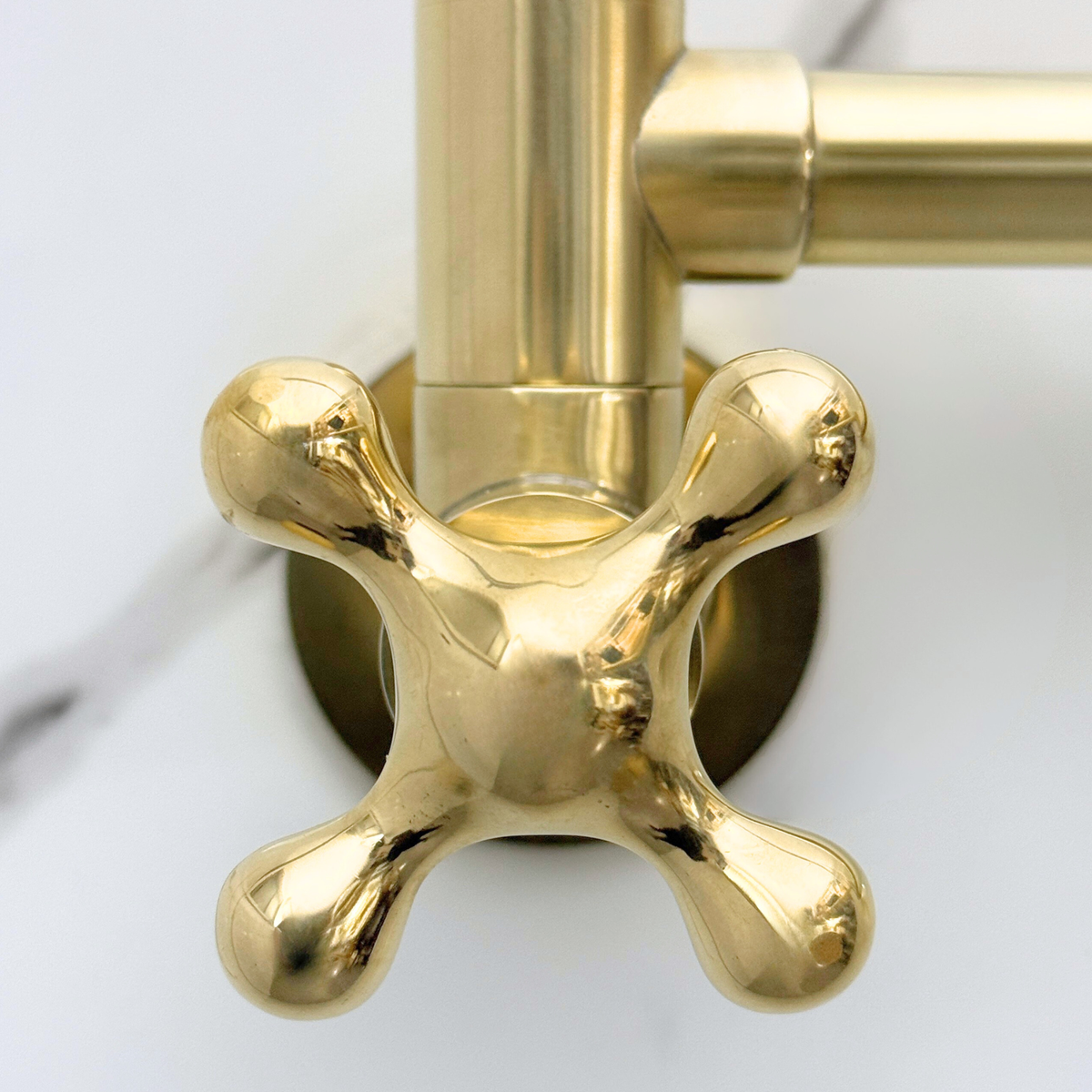 Unlacquered Brass Swing-Arm Pot Filler with Cross Handles – alternate view 5