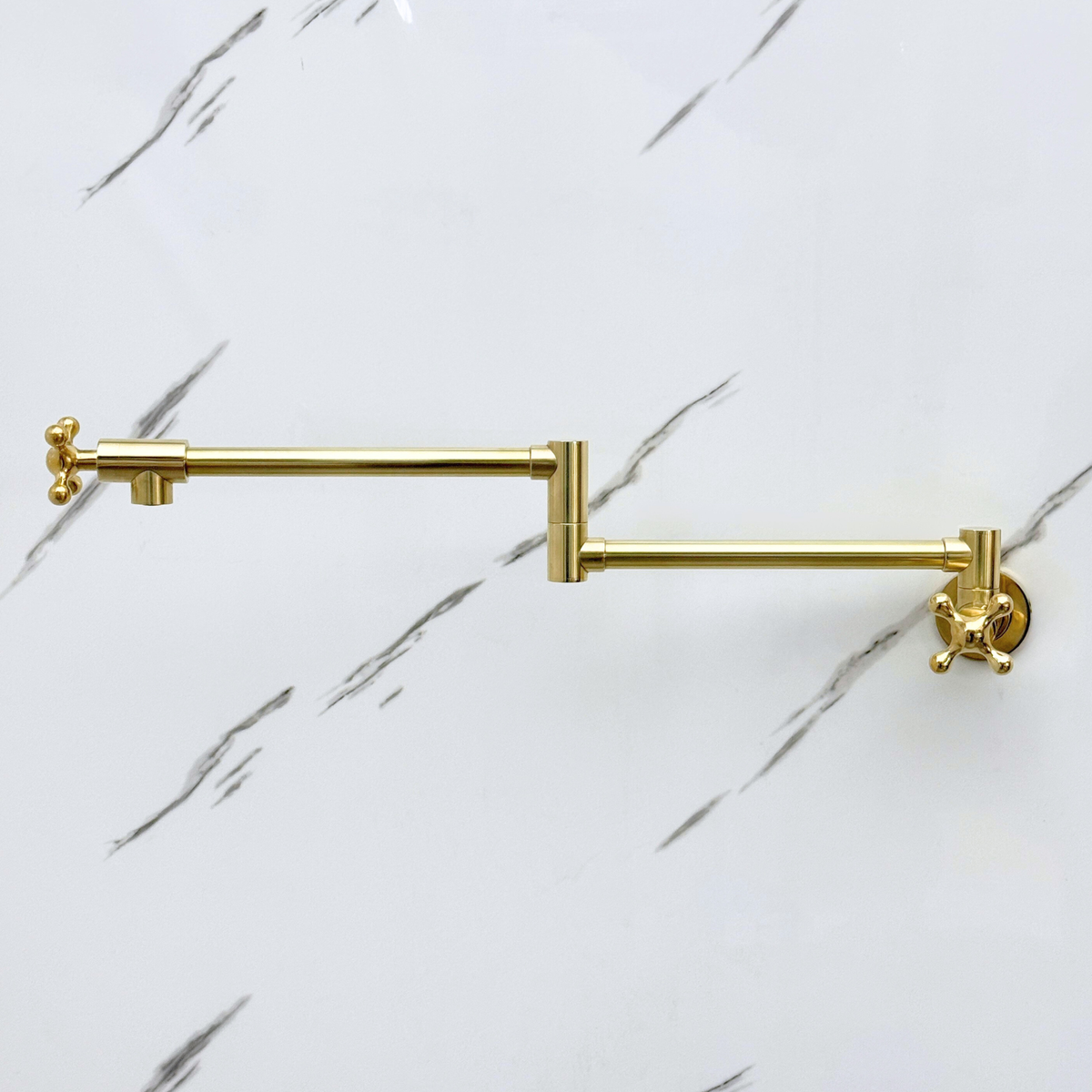 Unlacquered Brass Swing-Arm Pot Filler with Cross Handles – alternate view 6