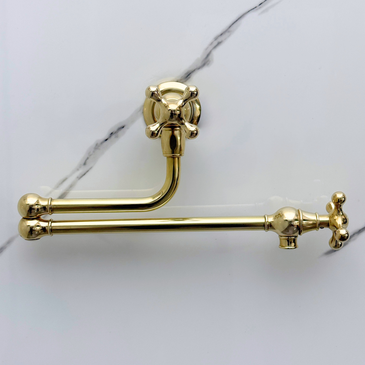Unlacquered Brass Pot Filler with Cross Handles – alternate view 2