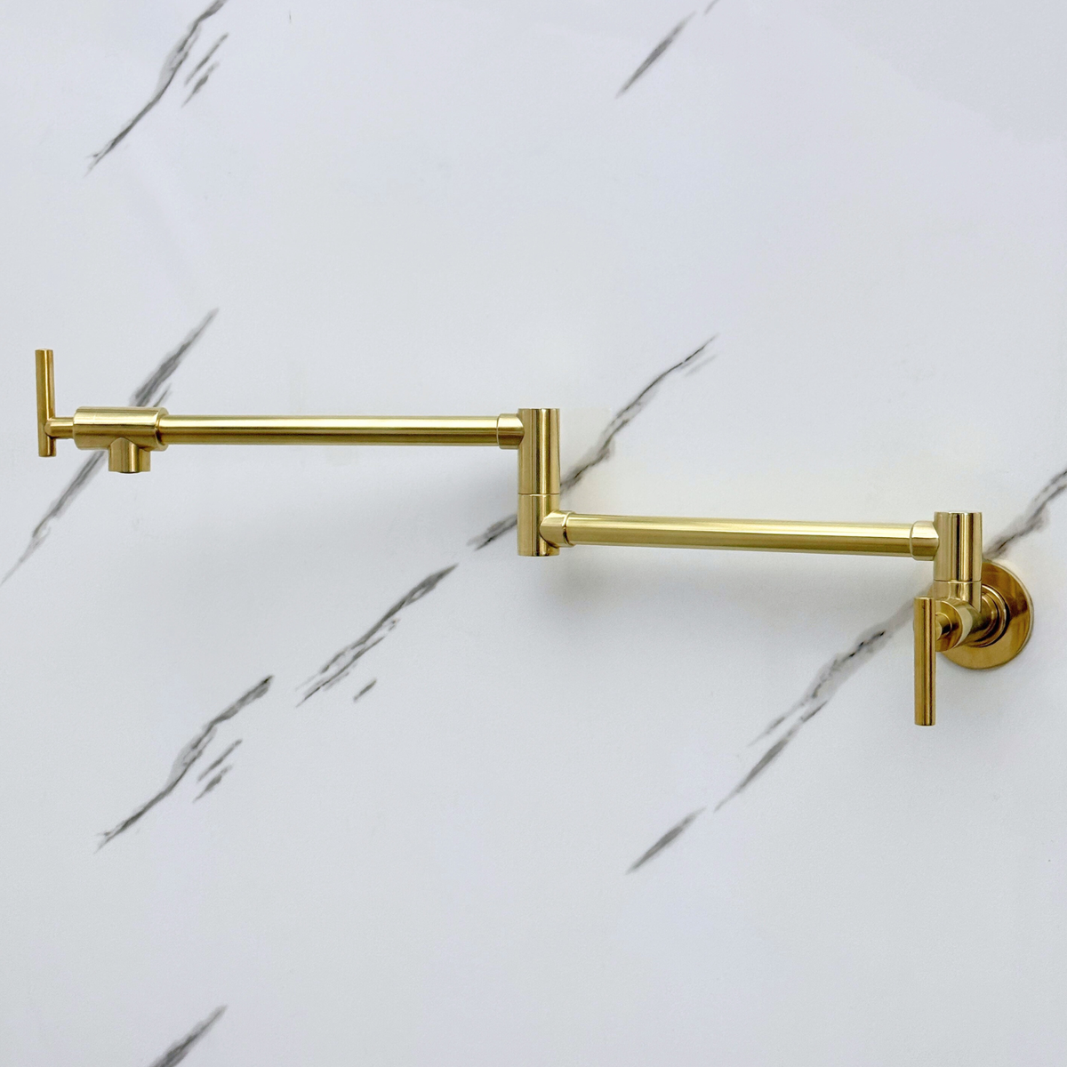 Unlacquered Brass Folding Pot Filler with Lever Handles – alternate view 9