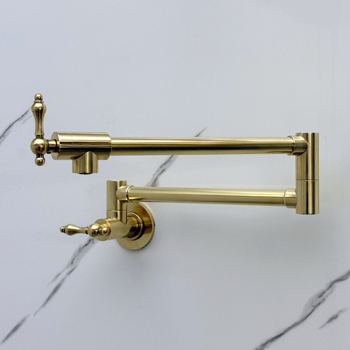 Unlacquered Brass Folding Pot Filler with Lever Handles – alternate view 2