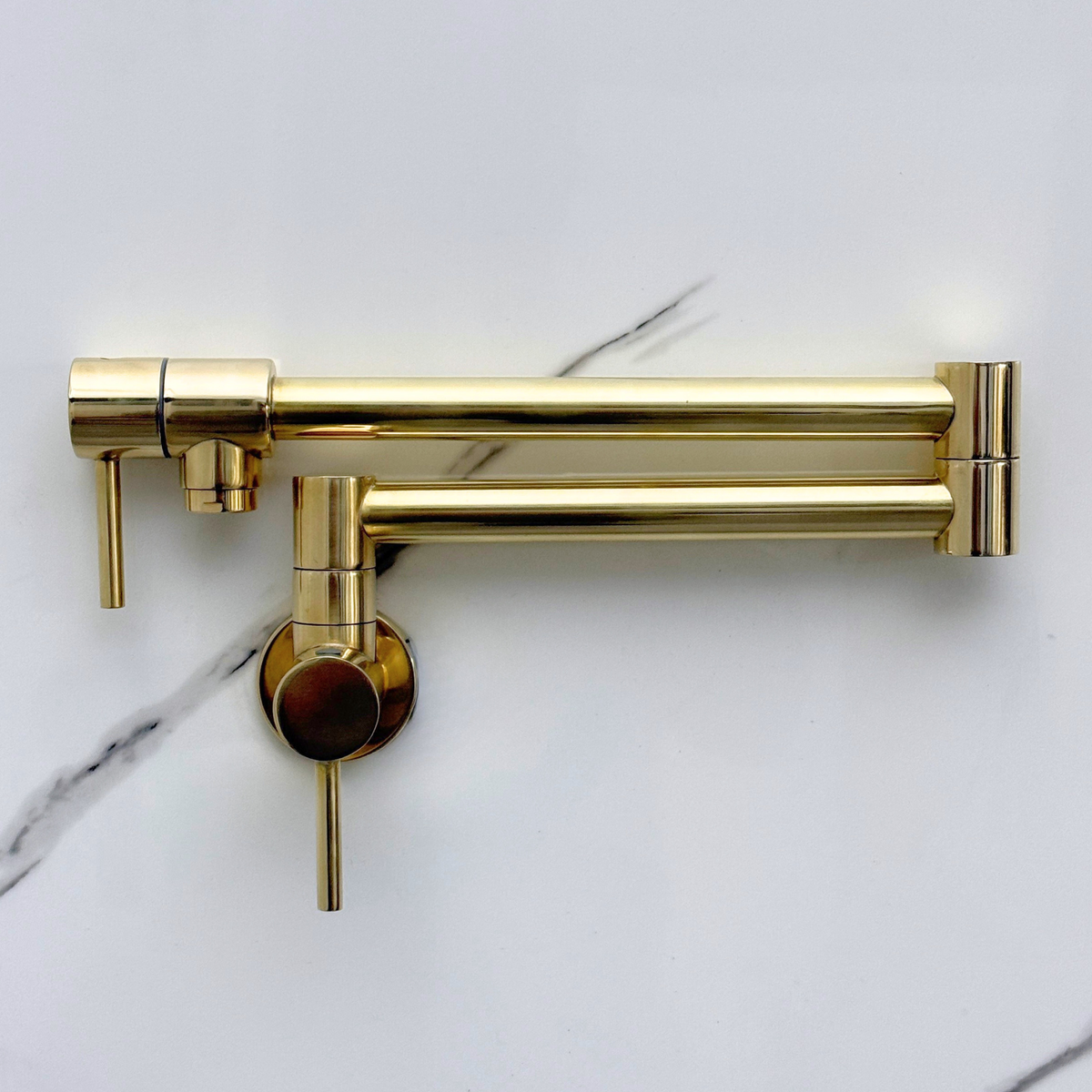 Unlacquered Brass Double-Joint Pot Filler with Lever Handles – alternate view 2