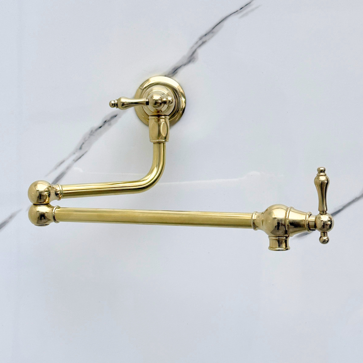 Unlacquered Brass Pot Filler with Lever Handles – alternate view 4