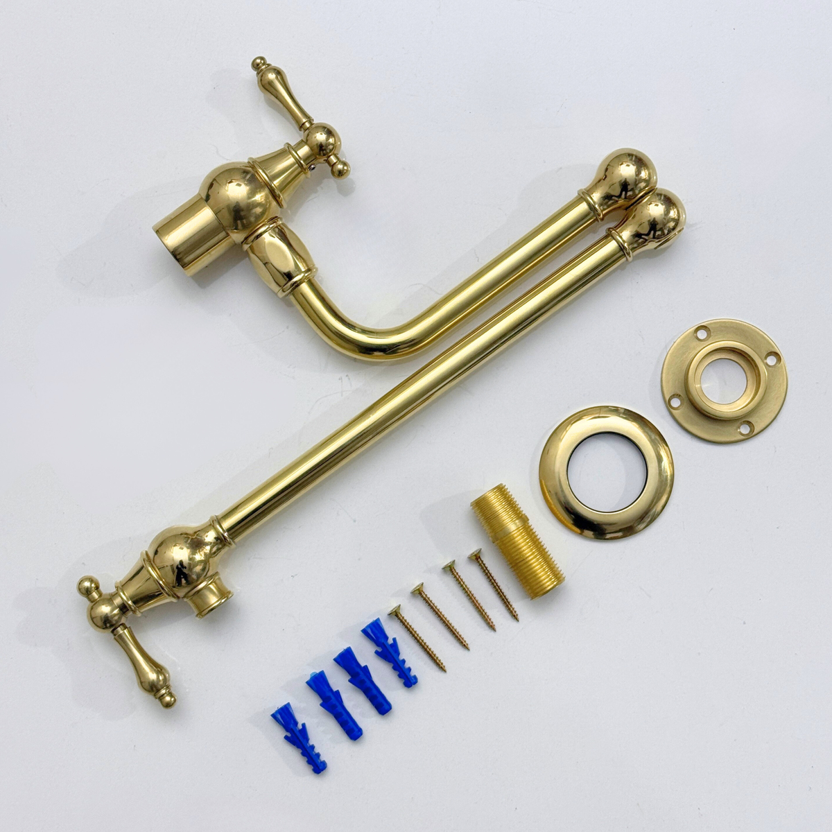 Unlacquered Brass Pot Filler with Lever Handles – alternate view 8