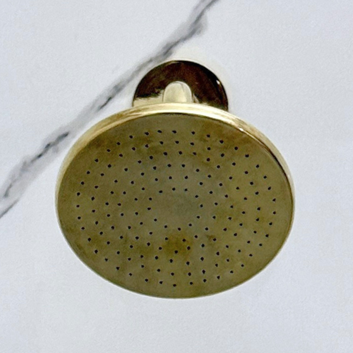 Unlacquered Brass Flat Rain Shower Head with Short Arm, Adjustable Brass Shower Head - image 2