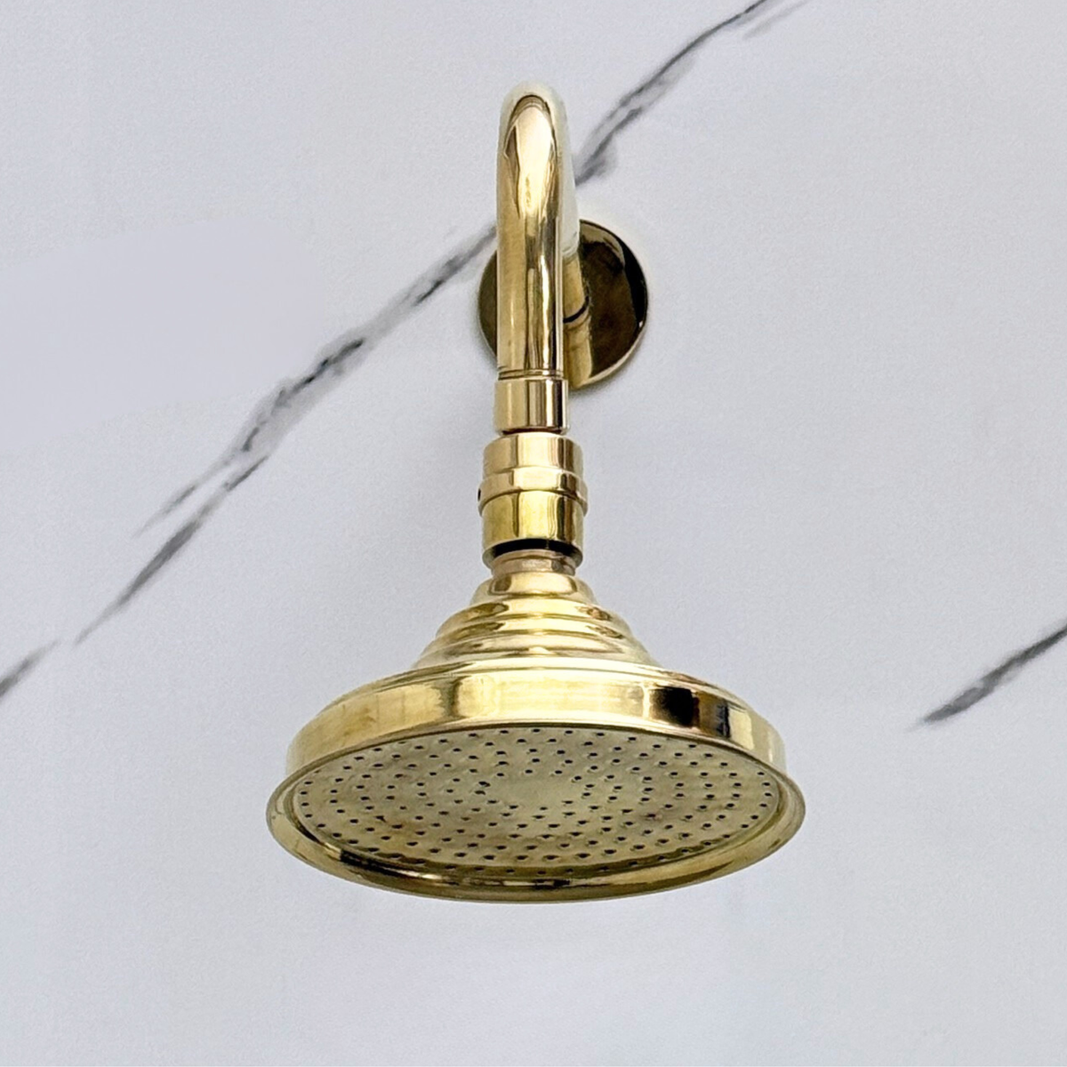Unlacquered Brass Round Rain Shower Head with Straight Arm, Adjustable Brass Shower Head - image 2