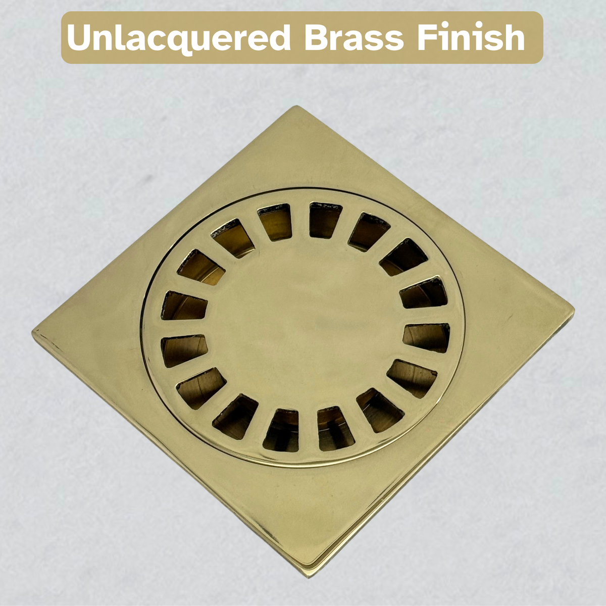 Unlacquered Brass Shower Drain with Removable Cover, Solid Brass Square Shower Drain - image 2