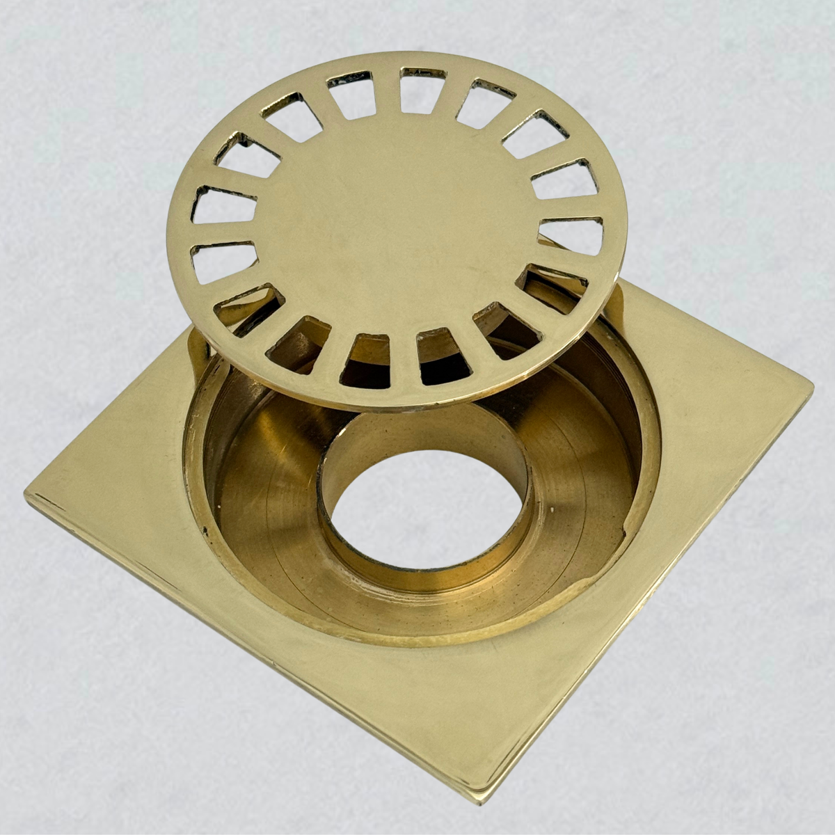 Unlacquered Brass Shower Drain with Removable Cover, Solid Brass Square Shower Drain - image 3