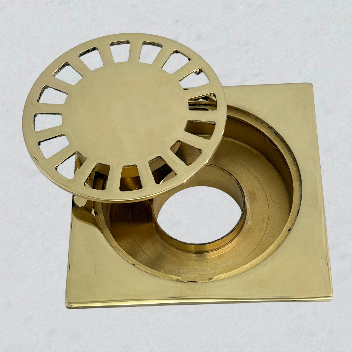 Unlacquered Brass Shower Drain with Removable Cover, Solid Brass Square Shower Drain - image 4