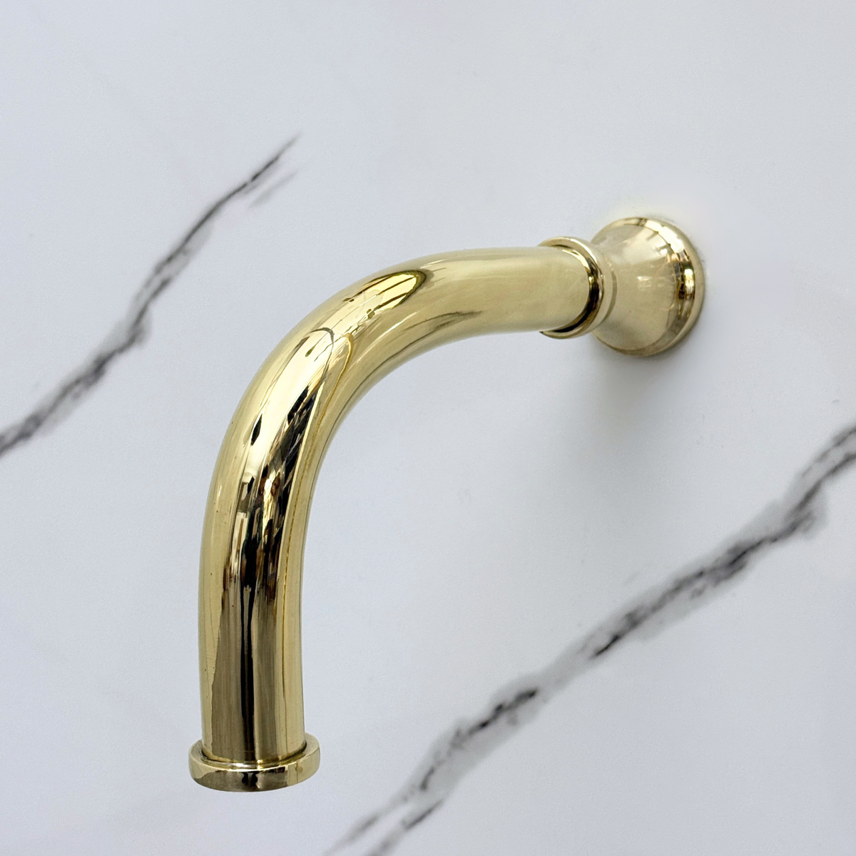 Unlacquered Brass Adjustable Flat Round Rain Shower System with Handheld & Tub Filler — Arcuate arm (UBCSS-014) — detail view 11