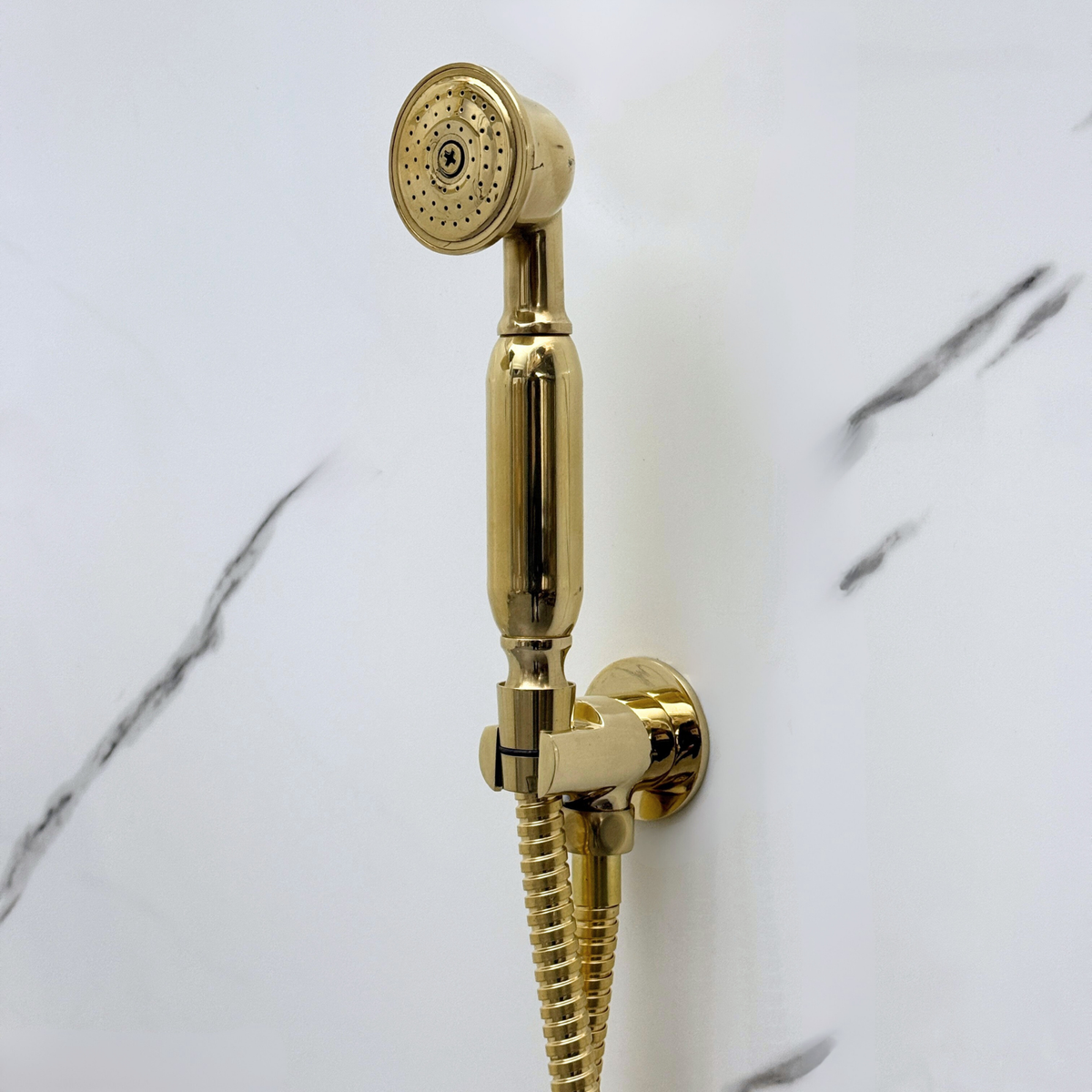 Unlacquered Brass Adjustable Square Rain Shower System with Handheld & Tub Filler — Straight arm (UBCSS-016) — detail view 10