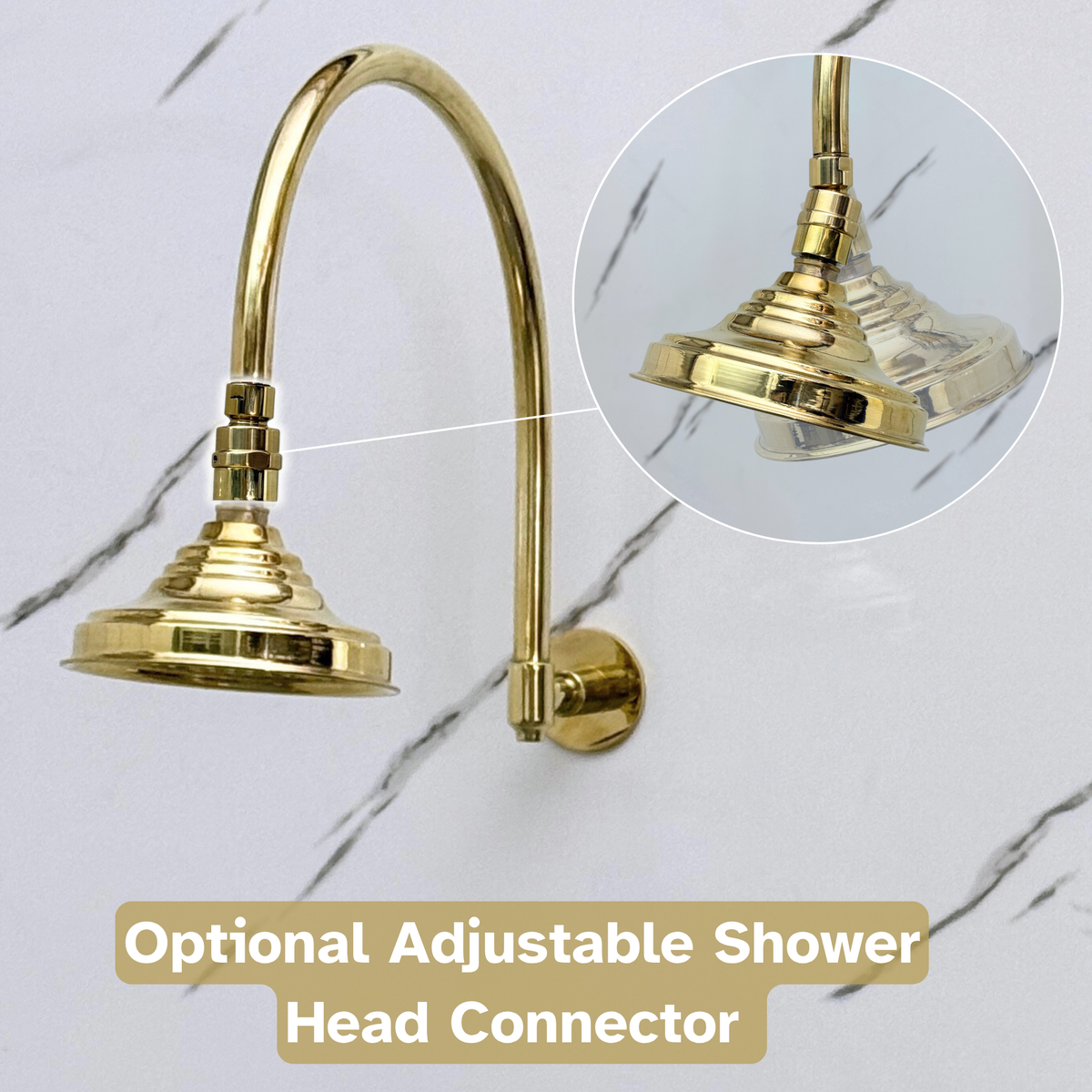 Unlacquered Brass Adjustable Round Rain Shower System — Arcuate arm (UBCSS-003) — detail view 10