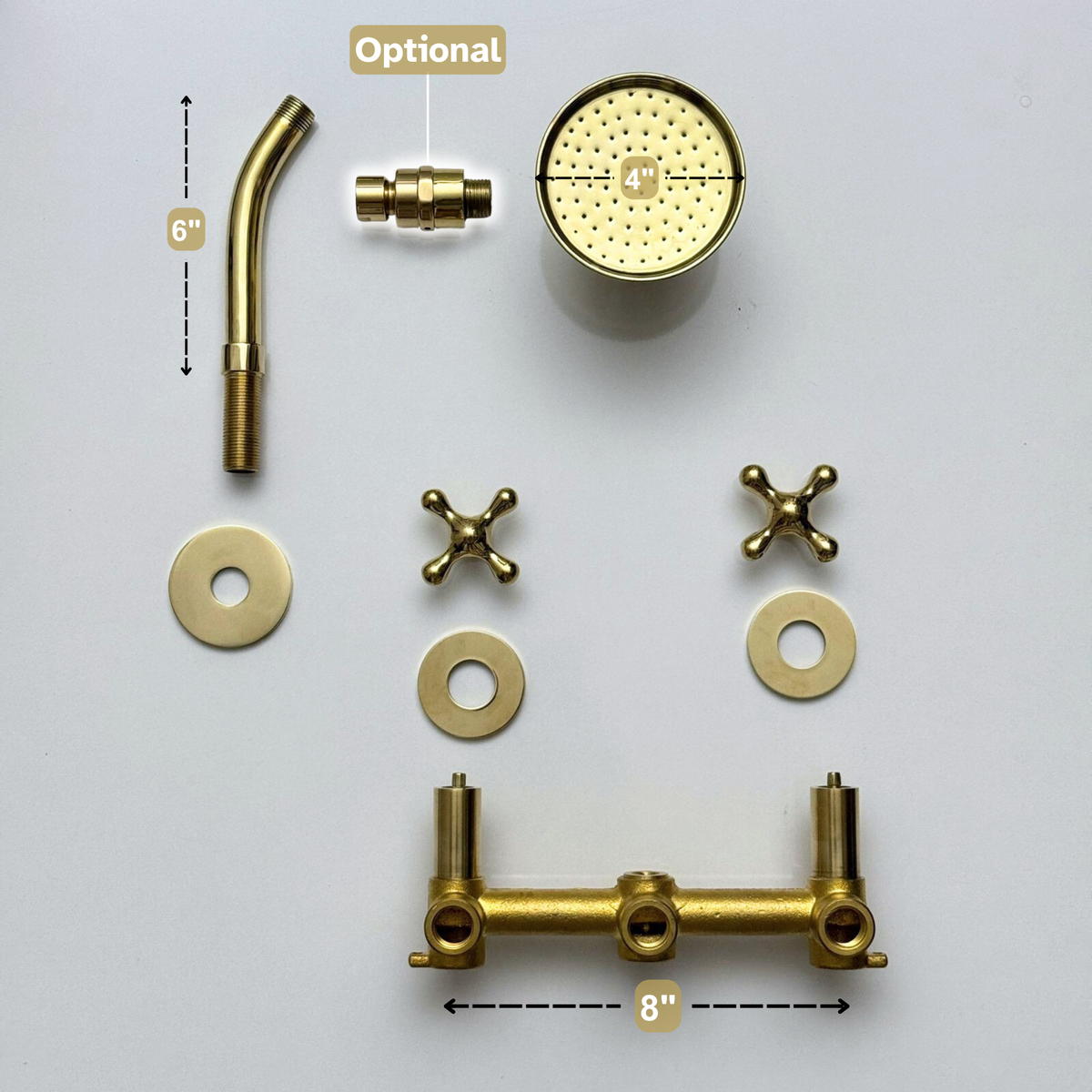 Unlacquered Brass Round Rain Shower System — Short arm (UBCSS-008) — detail view 13