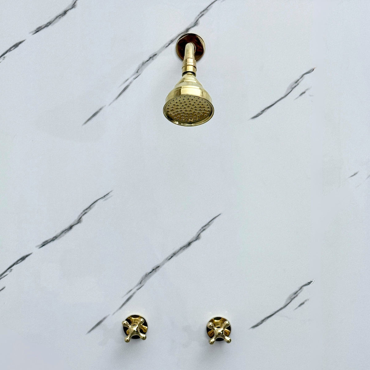 Unlacquered Brass Round Rain Shower System — Short arm (UBCSS-008) — detail view 5