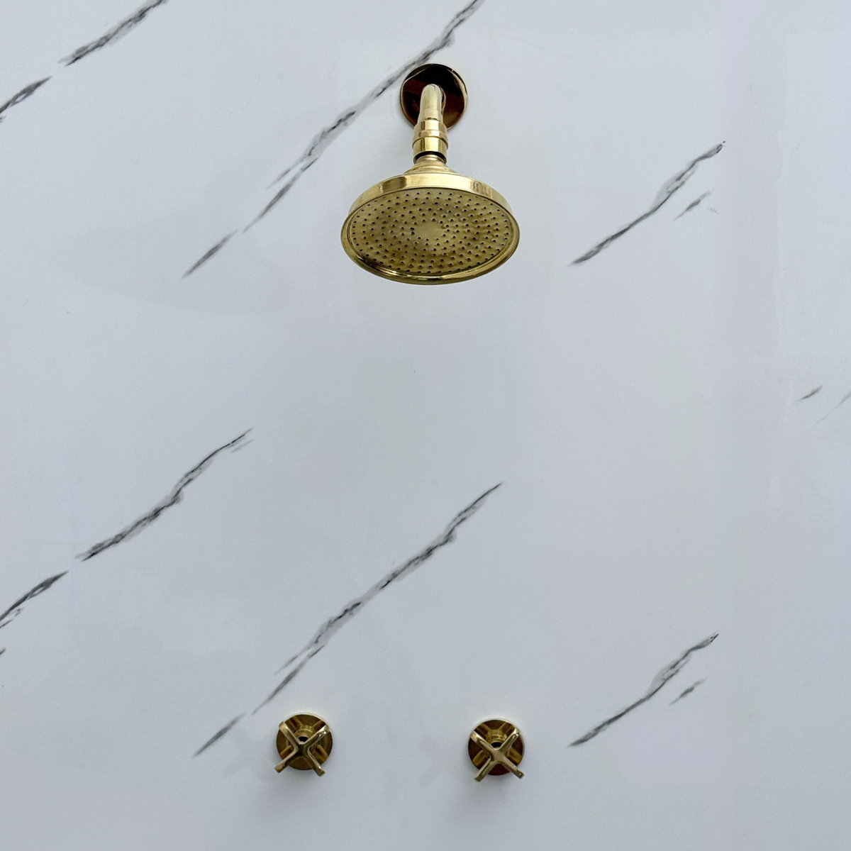 Unlacquered Brass Adjustable Round Rain Shower System — Short arm (UBCSS-009) — detail view 5