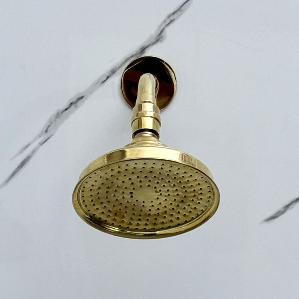 Unlacquered Brass Adjustable Round Rain Shower System — Short arm (UBCSS-009) — detail view 6