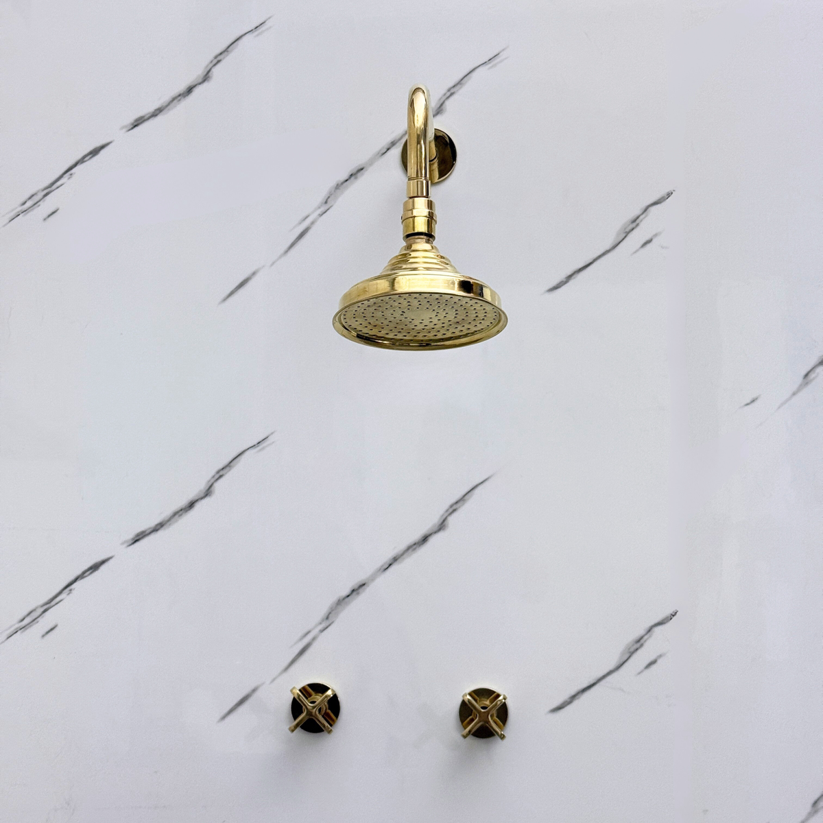 Unlacquered Brass Adjustable Round Rain Shower System — Straight arm (UBCSS-005) — detail view 5