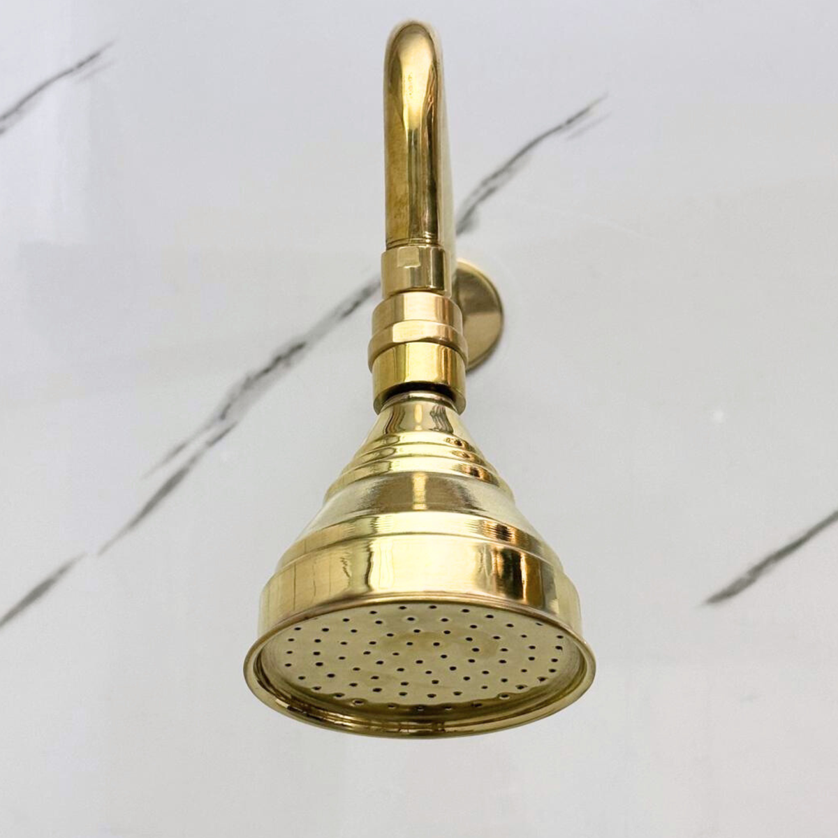 Unlacquered Brass Adjustable Round Rain Shower System — Straight arm (UBCSS-006) — detail view 6