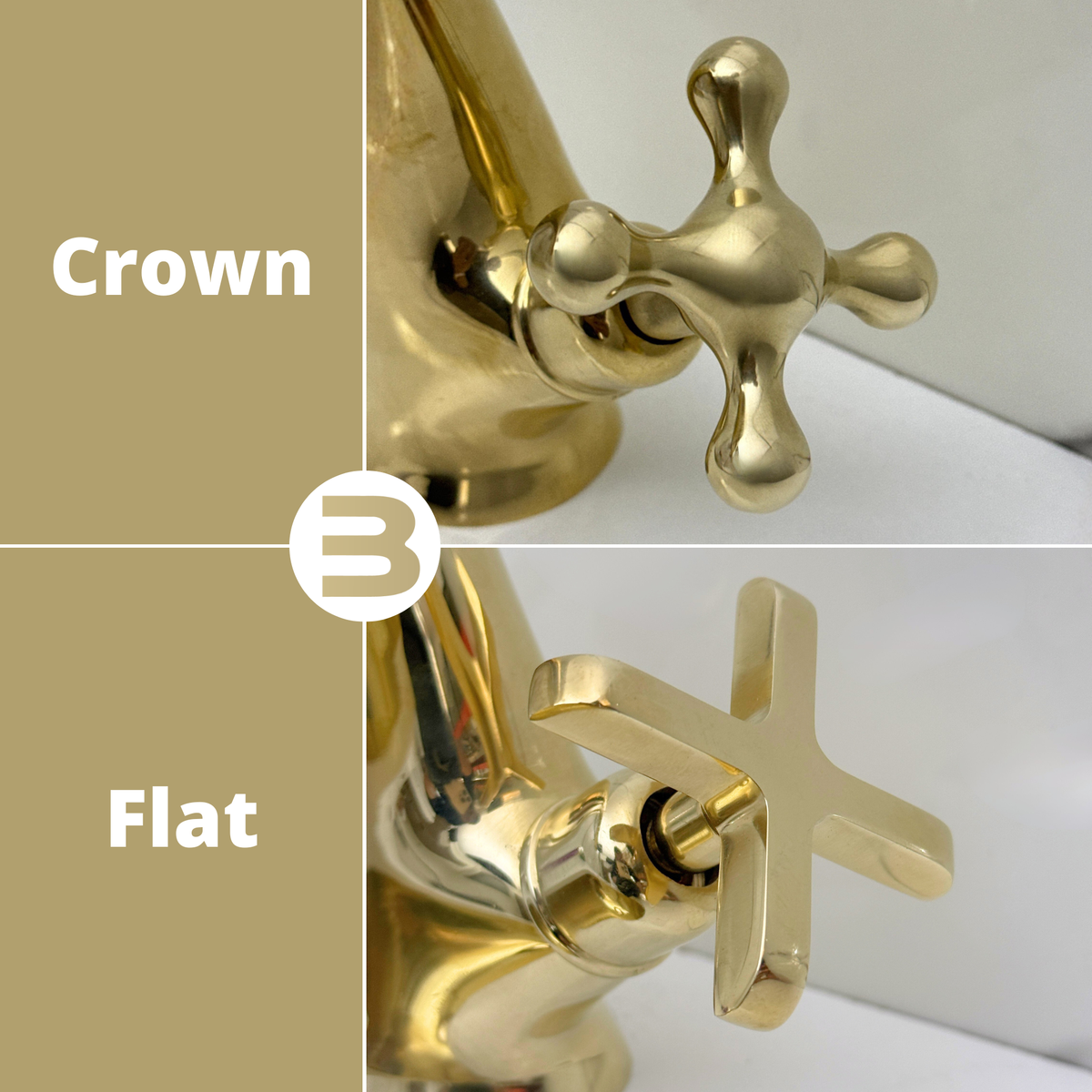 Curved unlacquered brass single-hole faucet Set, 5" reach with cross handles – alternate view 10