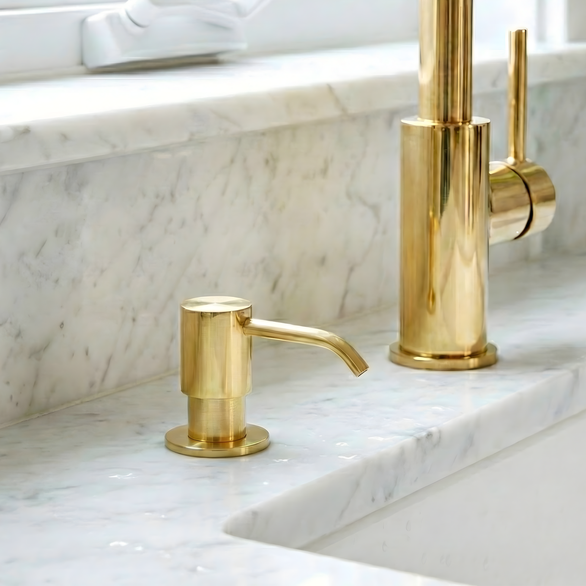 Unlacquered Brass Soap Dispenser, Solid Brass Countertop Pump for Kitchen or Bathroom Sink - image 2